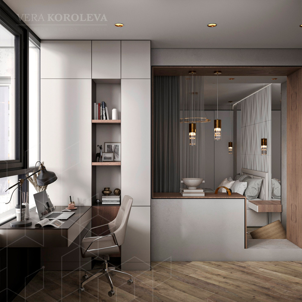 Дизайн-проект двухкомнатной  квартиры с золотыми акцентами в ЖК "Q-Мир"