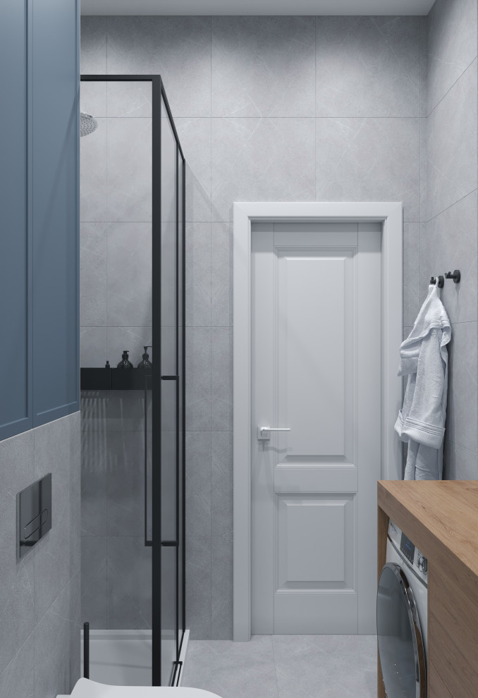 Душевая в голубых оттенках