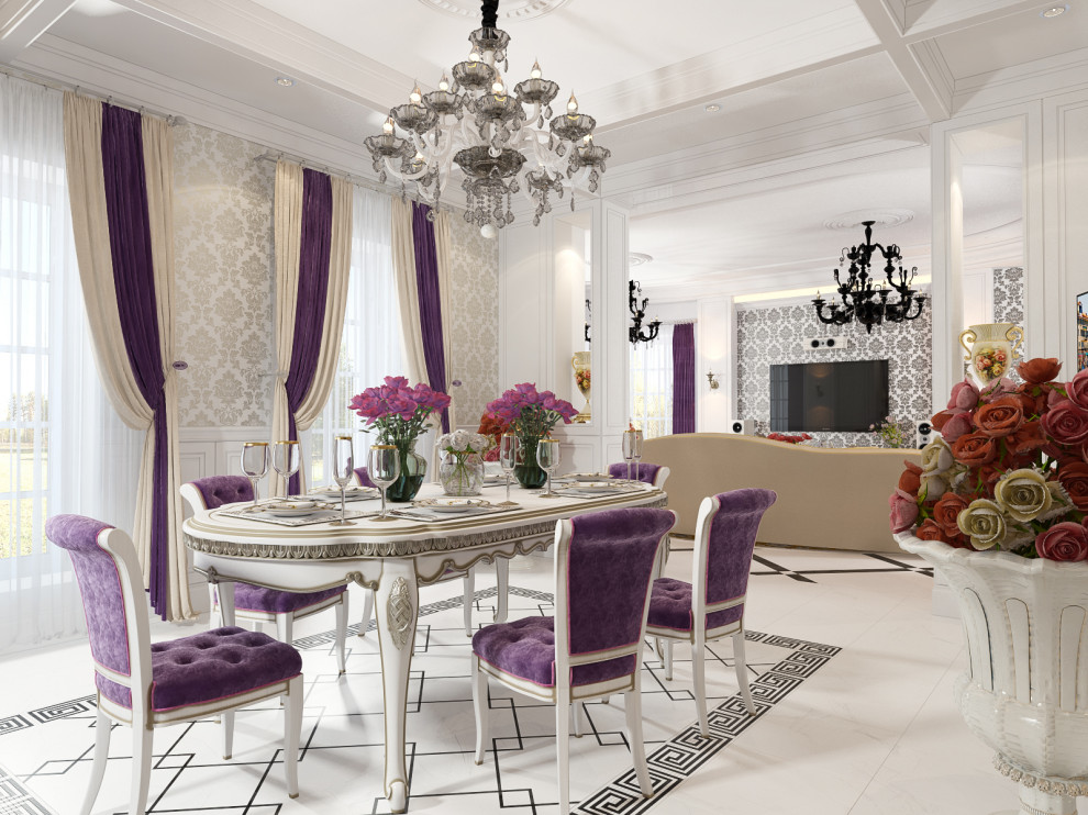 Дизайн гостиной в коттедже в стиле Неоклассика