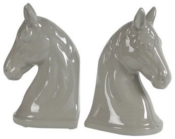Horse Head Bookends, Gray