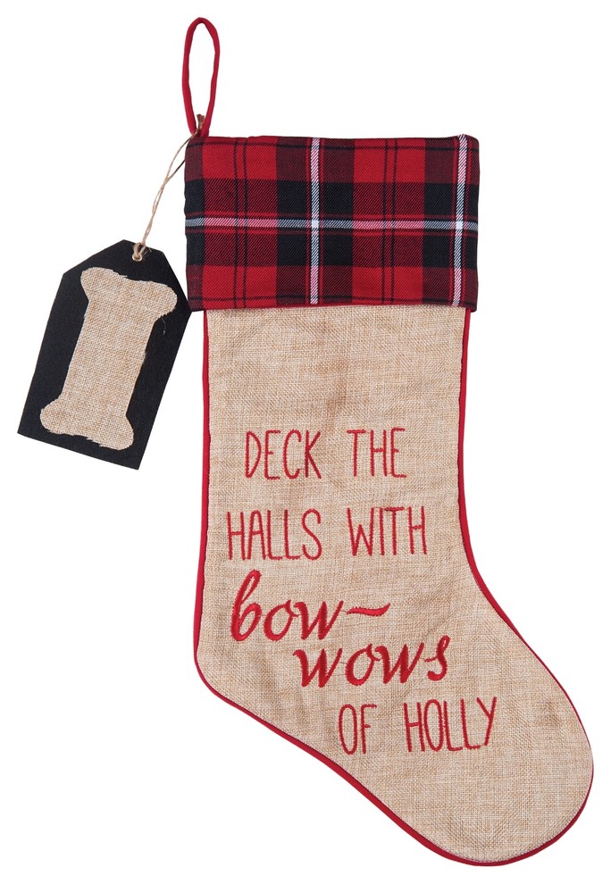 Deck the Halls With Bow Wows of Holly Christmas Holiday Dog Pet Stocking
