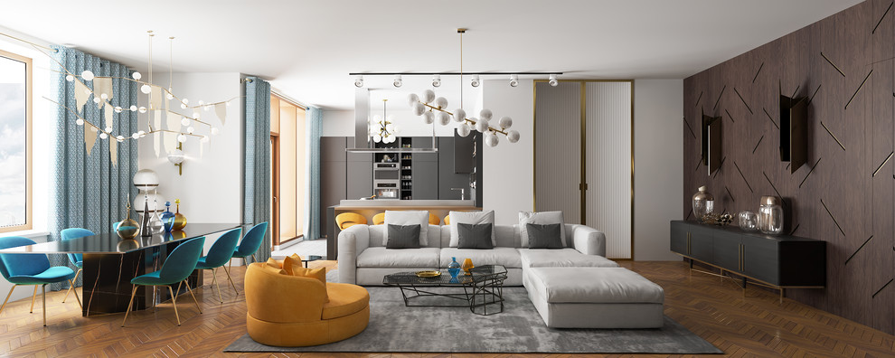 Визуализация интерьера кухни-гостиной