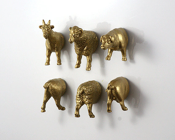 Gold Pig, Goat & Ram Magnets by Original Animal Magnet