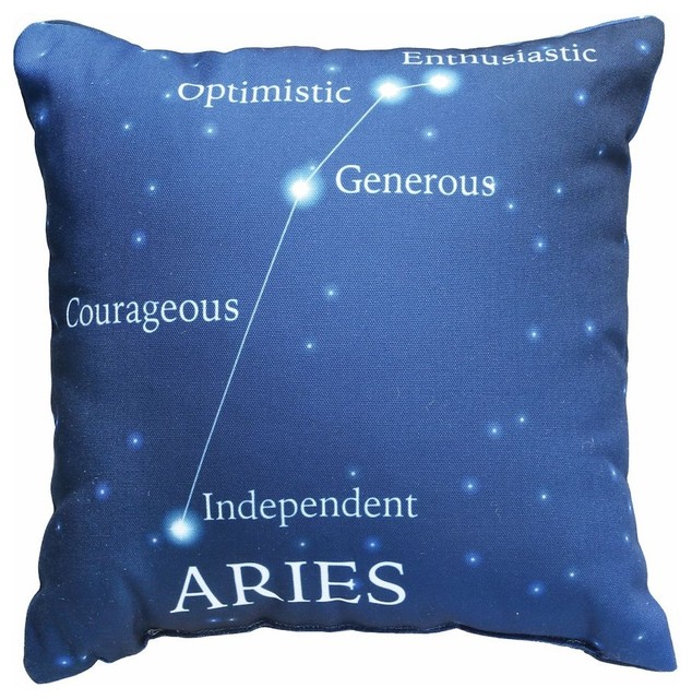 Horoscope Navy Blue Decorative Throw Pillow Aries Contemporary