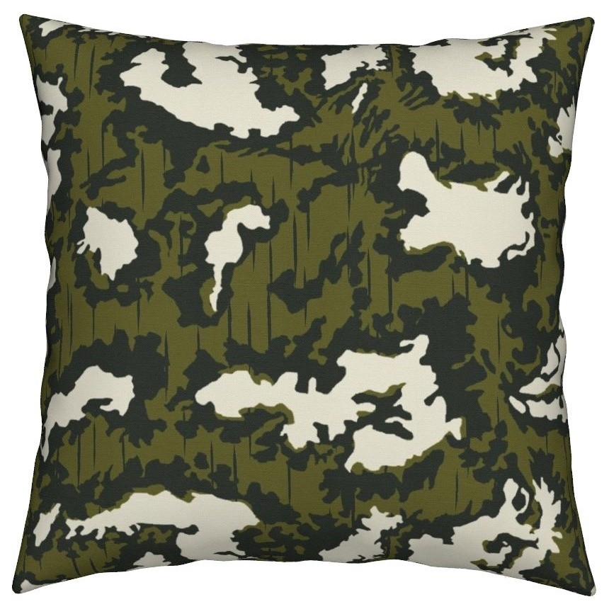 Camo Russian Abstract Geometric Large Scale Throw Pillow Contemporary