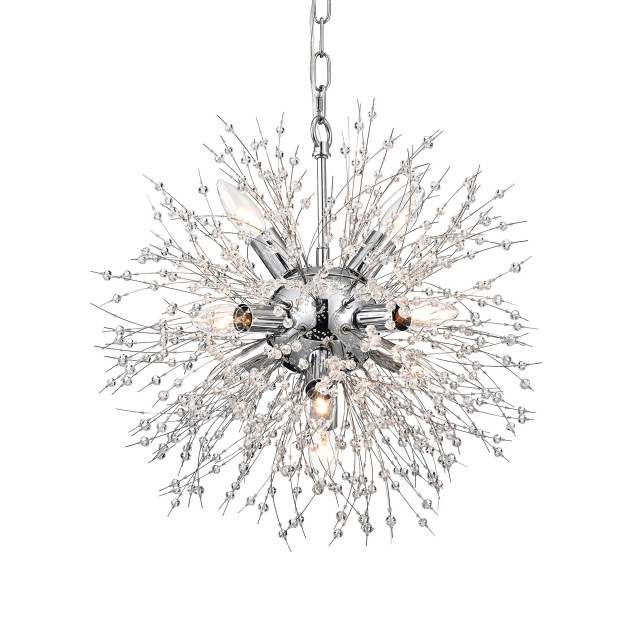 Uptown 8 Light Chrome Sphere And, Sphere Light Fixture With Crystals