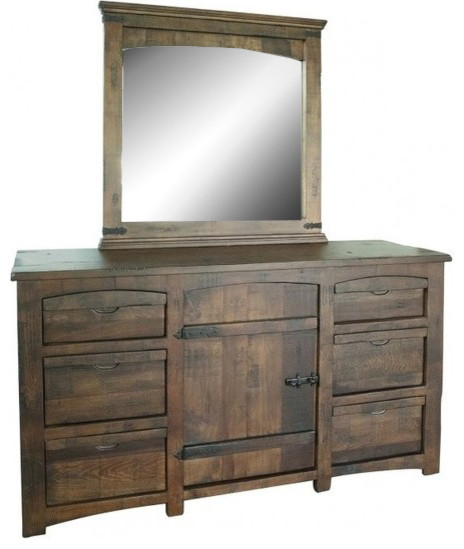 2 Piece Atlantic Bedroom Solid, Distressed Mirrored Dresser