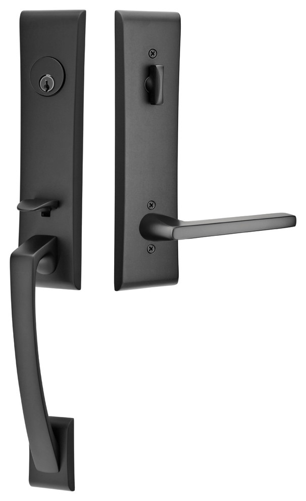 Emtek Artemis Mortise Entry Handleset, Flat Black Transitional Door
