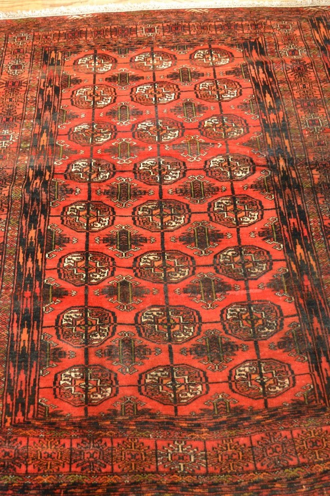Tribal Afghan Bokhara Oriental Rug, 4'3"x5'4"