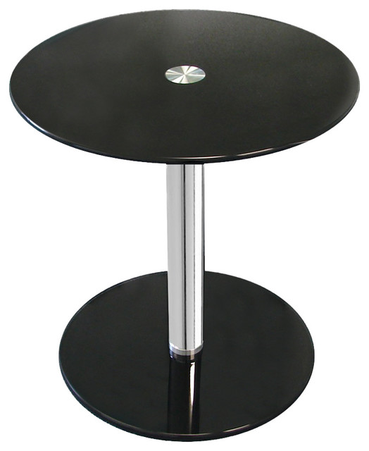 Black Round Modern Glass Side Table Contemporary Side Tables And