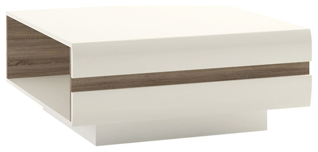 Chelsea Designer Coffee Table, White With Oak Trim