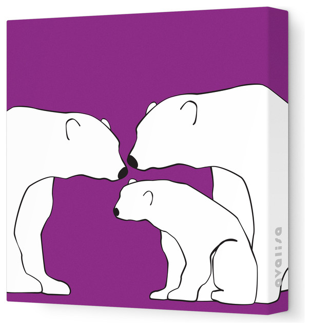 Animal - Polar Bears Stretched Wall Art, 28" x 28", Purple Hue