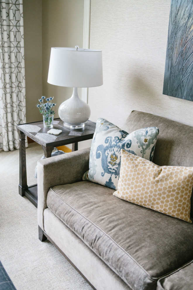 Example of a transitional living room design in Minneapolis