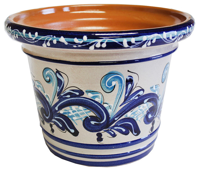 Spanish Flower Pot 10.5" , Palmera Planter Mediterranean Outdoor