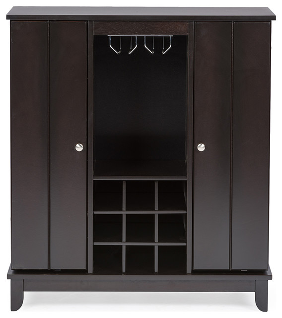 Derremer Dark Brown Bar Cabinet Transitional Wine And Bar Cabinets By Baxton Studio Houzz