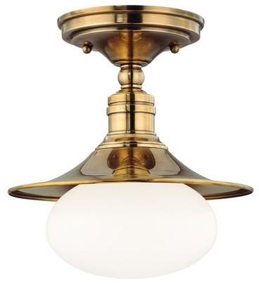 Hudson Valley Lighting Lawton 1 Light Cast Brass SemiFlush Mount Ceiling Fixture