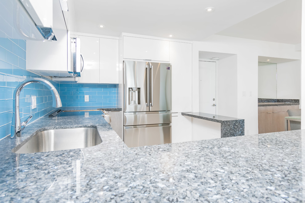 Blue accents on a beach condo