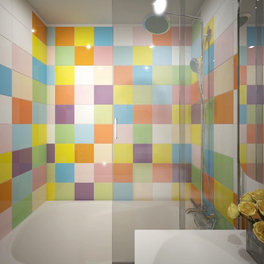 Маленькая яркая ванная комната