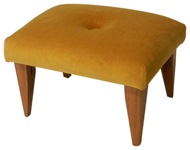 Tufted Suede Footstool Transitional Footstools And Ottomans by