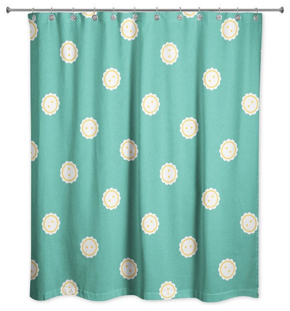 Blue Button Pattern Shower Curtain Contemporary Shower Curtains