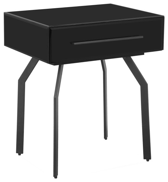Santana Black Glass Table, Side Table Transitional Side Tables And