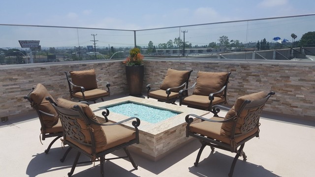 Rooftop Remodeling Custom Made Fire Pit Contemporary Patio