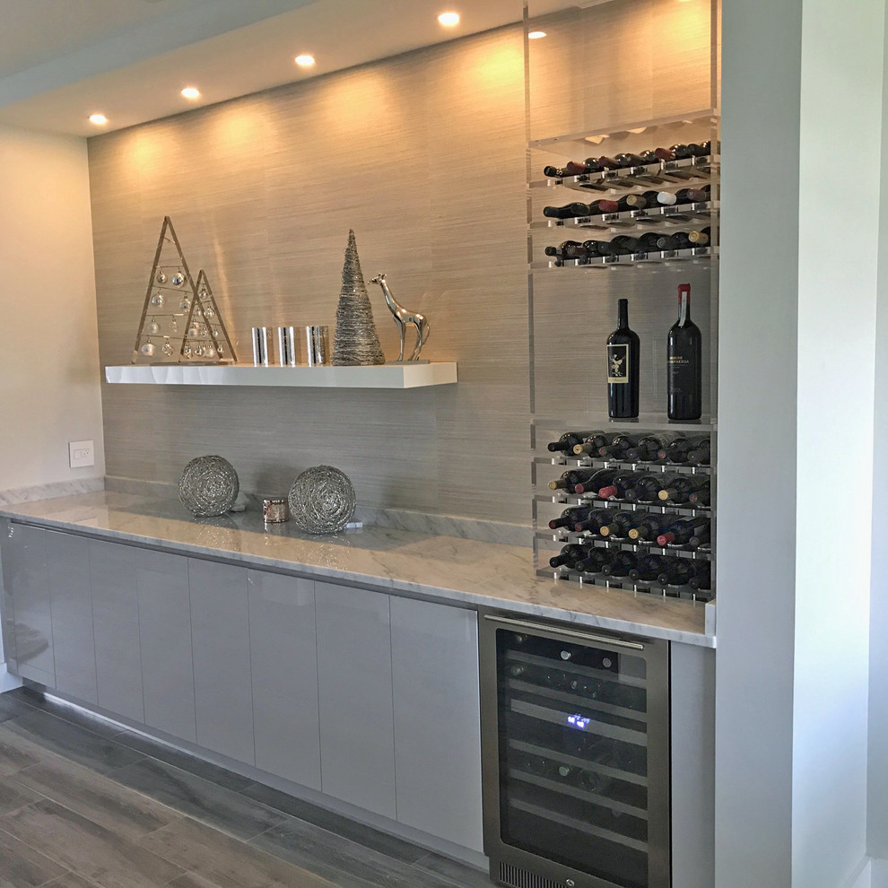 Photo of a small contemporary wine cellar in San Francisco with storage racks.