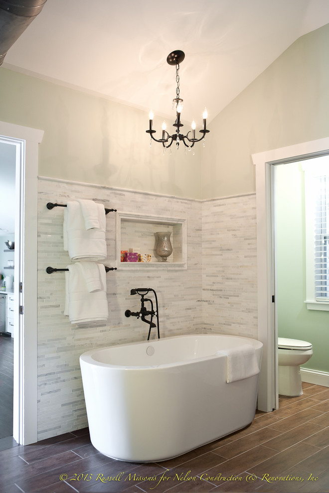 Traditional bathroom in Tampa with a freestanding tub.