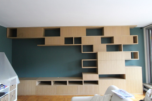 Création d'une bibliothèque avec bureau intégré - Moderne - Bureau à  domicile - Paris - par Garance Touch