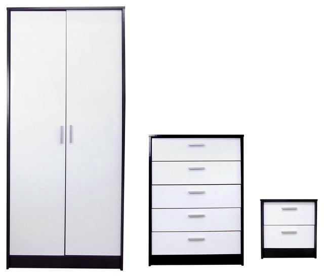 Khabat Bedroom Furniture Set, White and Matte Black