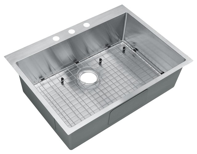 Starstar Top Mount Drop In Stainless Steel Single Bowl Kitchen Sink W Grid