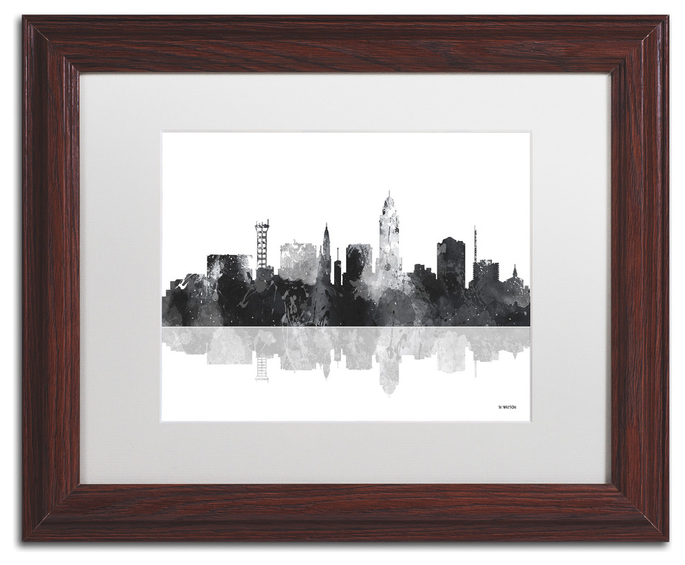 Marlene Watson 'Lincoln Nebraska Skyline BG1' Framed Art, 11"x14" Traditional Prints And