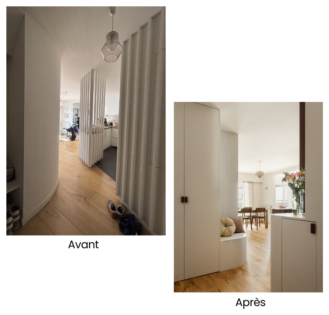 Réinventer les circulations d'un appartement parisien de 73 m² - Ménilmontant