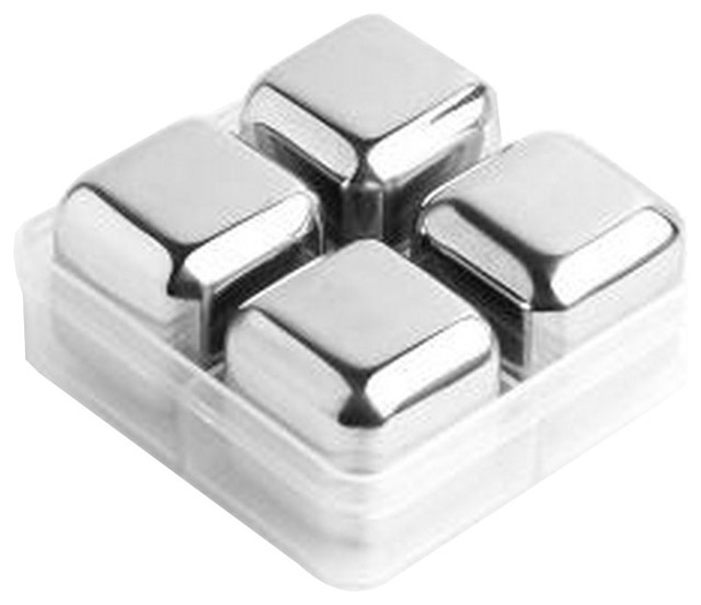 Set of 4 Stainless Steel Ice Cube Stainless Steel Reusable Ice Cubes