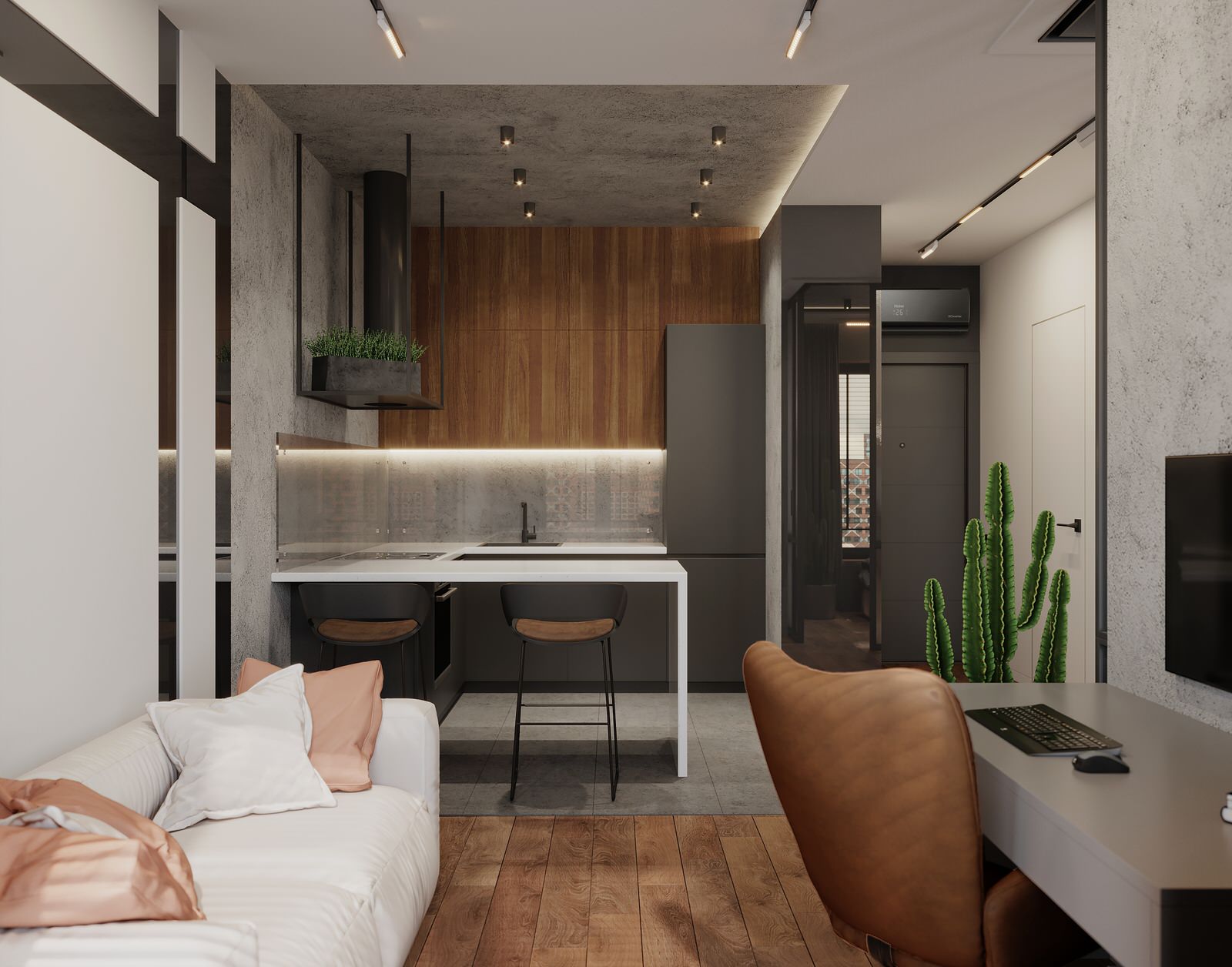 Дизайн интерьера 1к квартиры в ЖК Зиларт