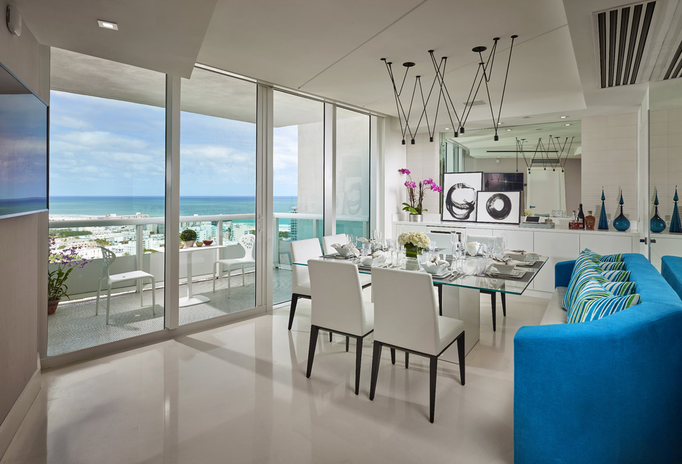 Example of a trendy dining room design in Miami