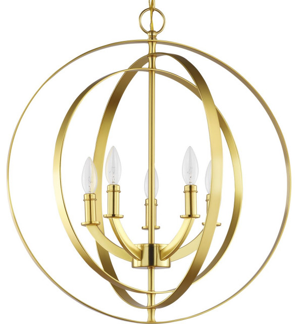 Equinox Collection Satin Brass 5Light Sphere Pendant Transitional