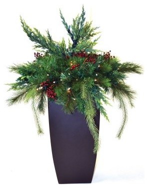 30 in. Estate Pre-Lit LED Arrangement with Container - Battery Powered