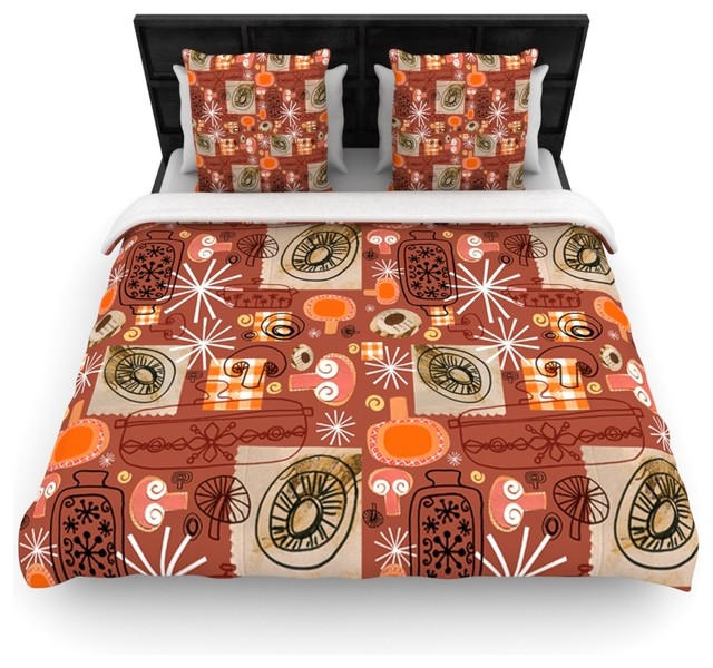 Houzz Kess Inhouse Jane Smith Vintage Kitchen Brown Jane Smith Vintage Kitchen Brown Orange Cotton Duvet Cover Twin 68