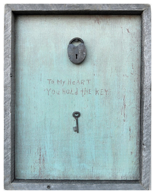 Key To My Heart Turquoise Reclaimed Wood Wall Art