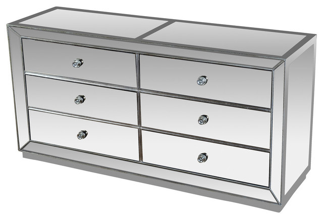 Jameson Silver Mirrored Bedroom Dresser Transitional Dressers