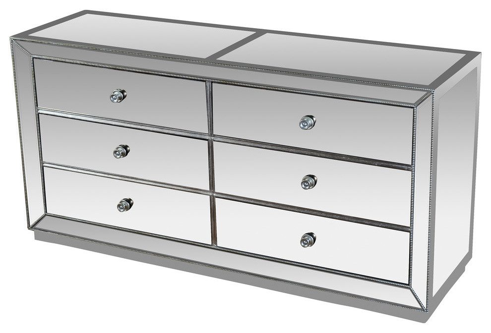 Jameson Silver Mirrored Bedroom Dresser, Mirrored Bedroom Chest Of Drawers