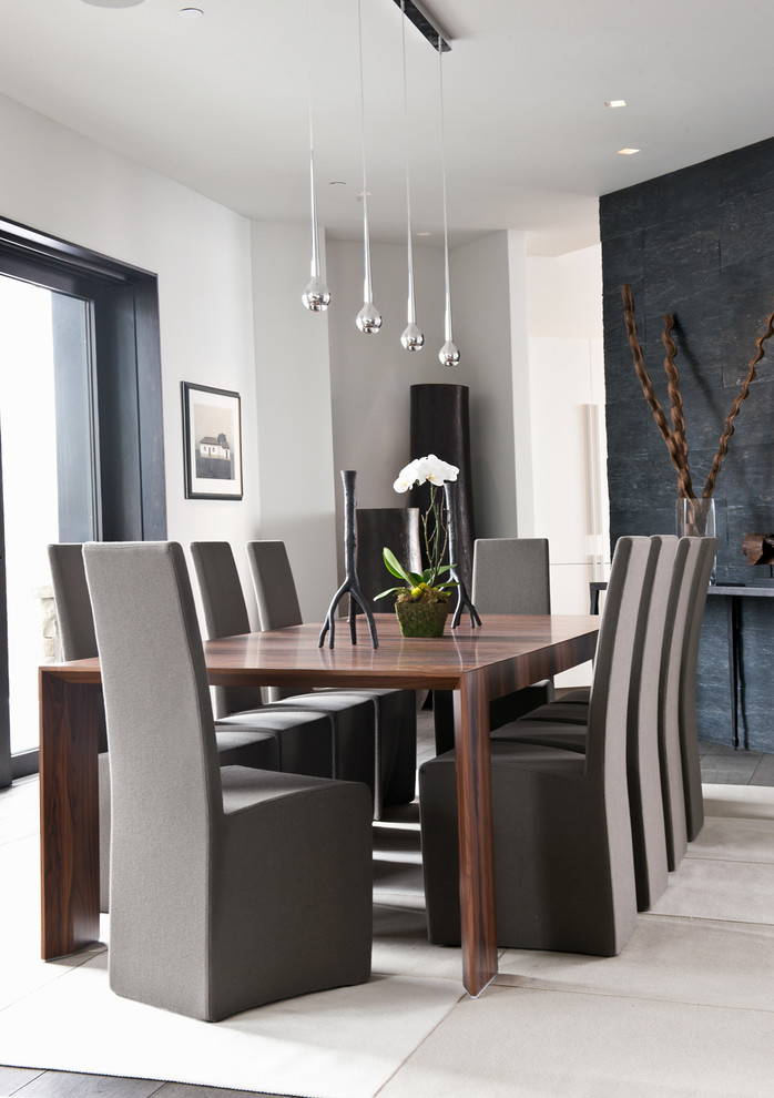 Design ideas for a contemporary dining room in Salt Lake City with grey walls.