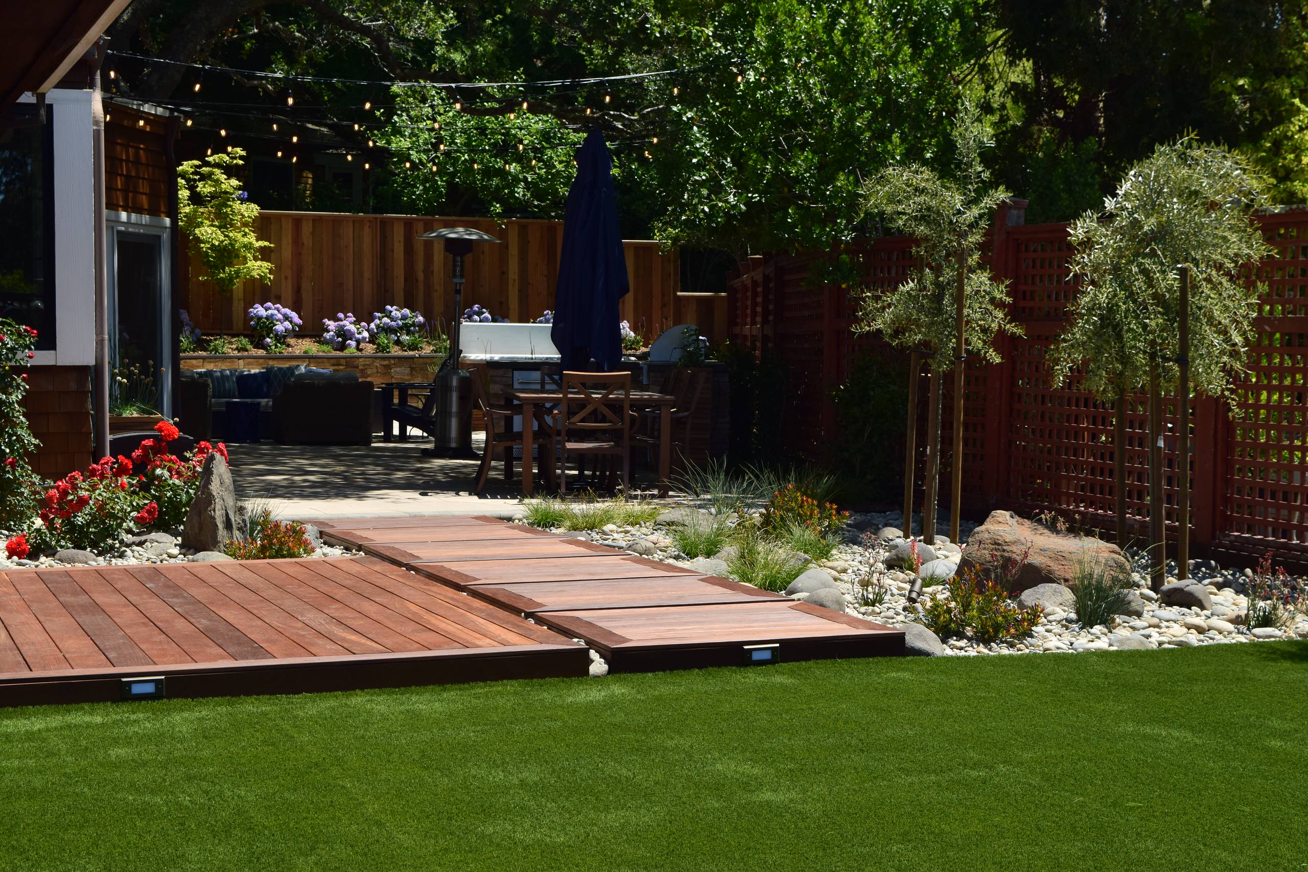 Spacious Garden with patio and lawn