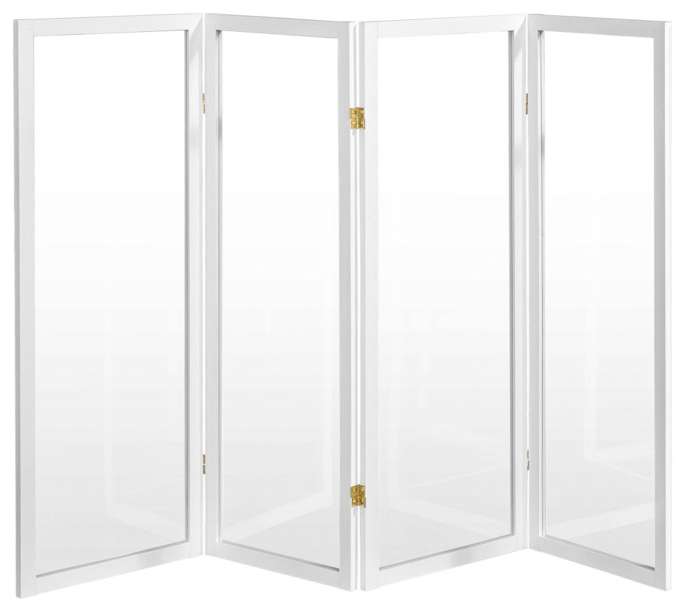 Modern Room Divider, White Painted Wood Frame With Acrylic Screens