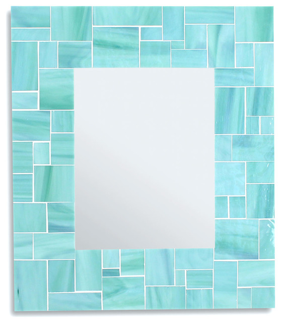 Decorative Sea Green Mosaic Bathroom Wall Mirror In Stained Gl Sea Green Mosaic Bathroom Wall Mirror