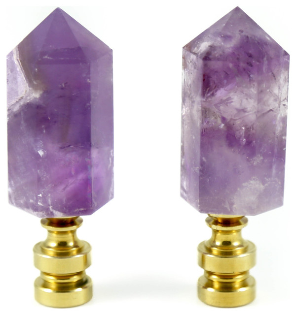 Amethyst Lamp Finials, Set of 2 Traditional Decorative Objects And