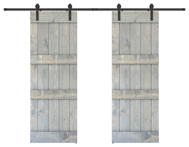 Solid Wood Barn Door, Made in USA, Hardware Kit, DIY, Grey, 60x84"