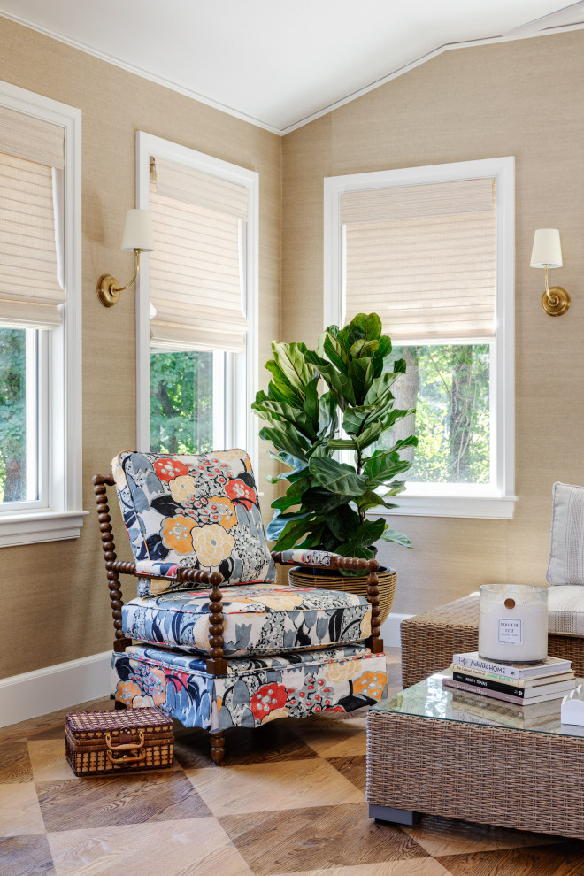 Example of a transitional home design design in Boston