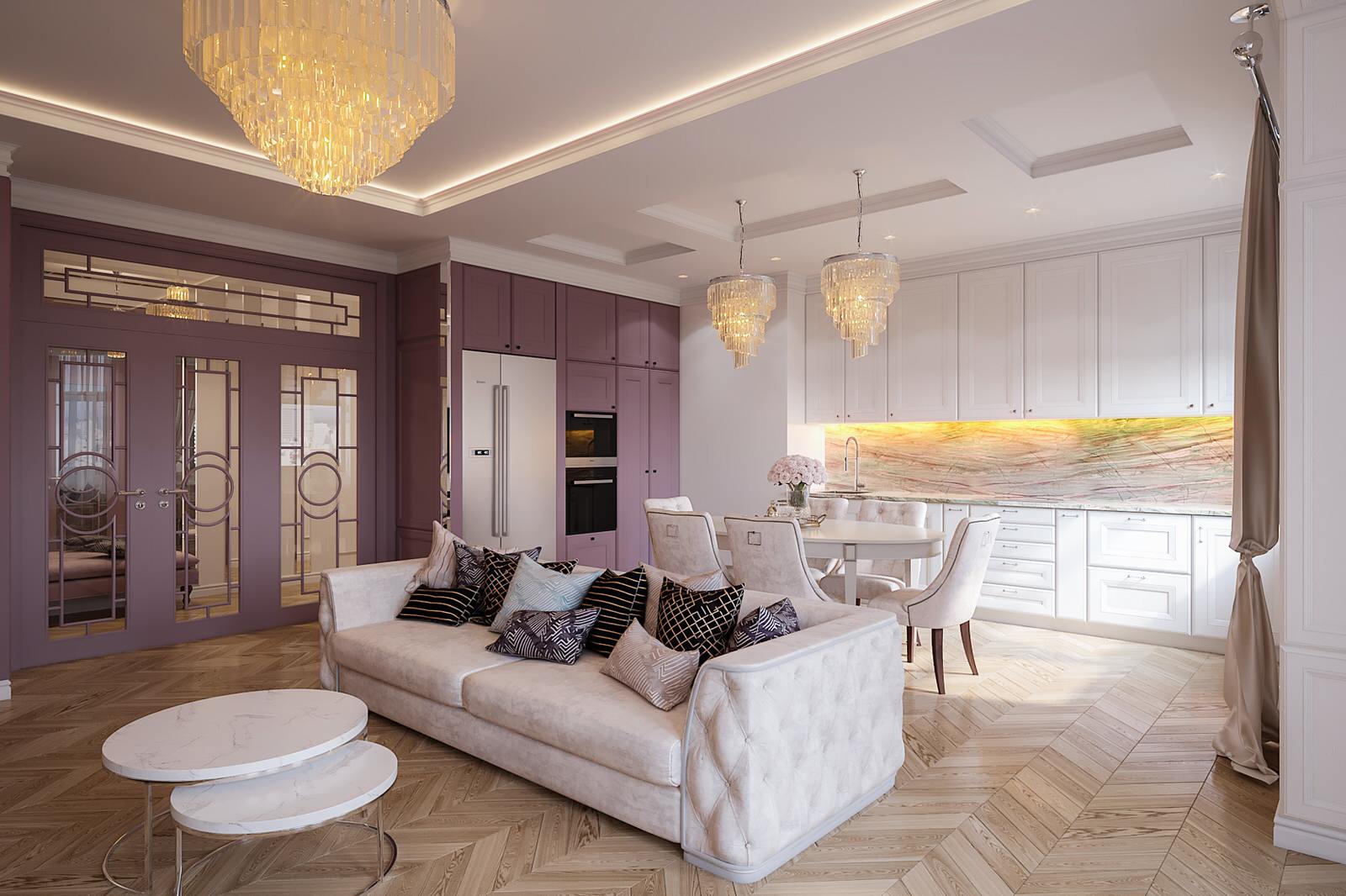 Квартира в ЖК Донской Олимп: кухня-гостиная